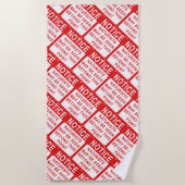 Serviette De Plage Plage Naturist - Motif aux signes rouge et blanc (Devant)