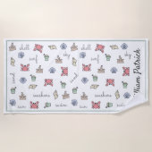 Serviette De Plage Plage personnalisée Château de sable Crabe Coquill (Devant)