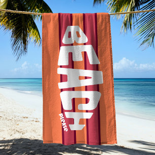 Serviette De Plage Plage Please Coral & Pink Striped Beach Towne