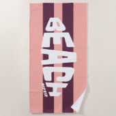 Serviette De Plage Plage Please Rose & Purple Striped Beach Serviette (Devant)