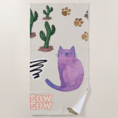 Serviette De Plage Plage Serviette Chat Poisson Cactus (Devant)
