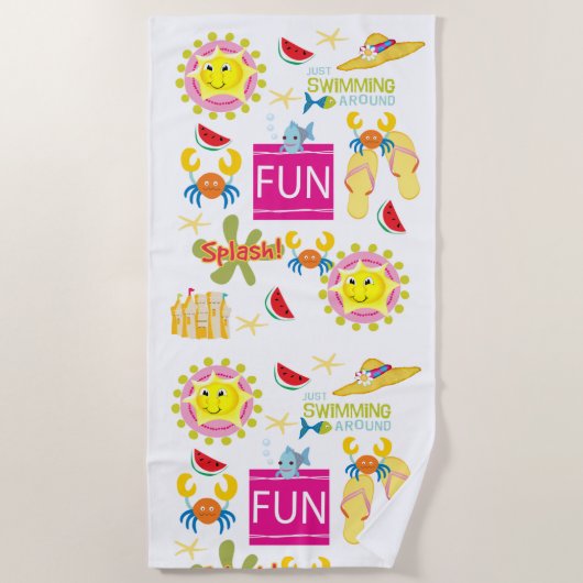 Serviette De Plage Plage Serviette Crabe Sun Fun (Devant)