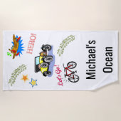 Serviette De Plage Plage Serviette Héros Voiture Vélos Avion (Devant)