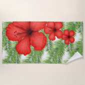 Serviette De Plage Plage Serviette-Palm Tropical & Fleurs (Devant)
