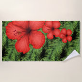 Serviette De Plage Plage Serviette-Palm Tropical & Fleurs (Devant)