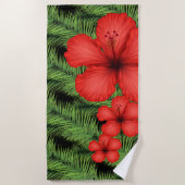 Serviette De Plage Plage Serviette-Palm Tropical & Fleurs (Devant)