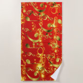 Serviette De Plage Plage serviette, vacances, musique, maison, notes, (Devant)