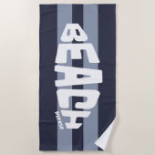 Serviette De Plage Plage S'il vous plaît Marine Bleu et Blanc Serviet (Devant)