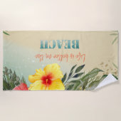 Serviette De Plage Plage Stylisée, Hibiscus feuille de palmier (Devant)