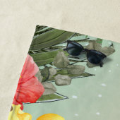 Serviette De Plage Plage Stylisée, Hibiscus feuille de palmier (En situation)