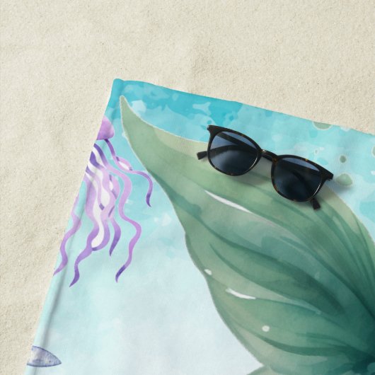 Serviette De Plage Plage Stylish, Queue Mermaid (En situation)