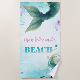 Serviette De Plage Plage Stylish, Queue Mermaid