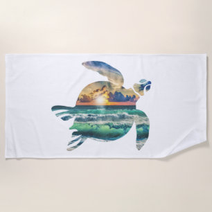 Serviette De Plage Plage Sunset de la tortue de mer