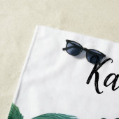 Serviette De Plage Plage Temps Cool Chat noir Personnalisé (En situation)