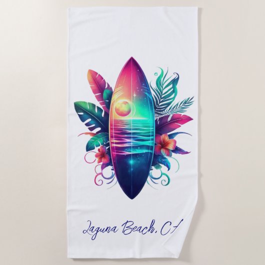 Serviette De Plage Plage Tropical Surboard (Devant)