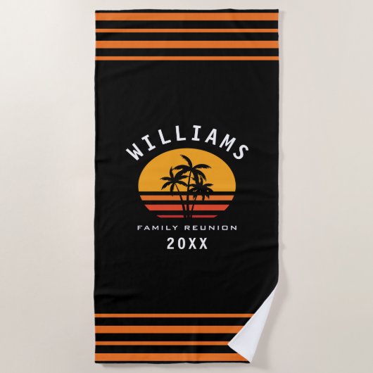 Serviette De Plage Plage tropicale amusante Famille Réunion Vacances  (Devant)