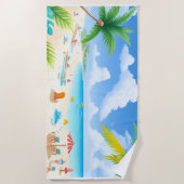 Serviette De Plage Plage tropicale avec palmiers, eau claire (Devant)