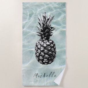 Serviette De Plage Plage tropicale et ananas sablonneux Personnalis