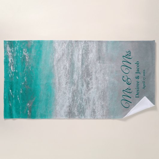 Serviette De Plage Plage Turquoise Tropical Ocean Waves Coastal (Devant)