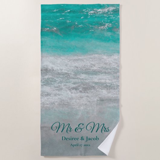 Serviette De Plage Plage Turquoise Tropical Ocean Waves Coastal (Devant)
