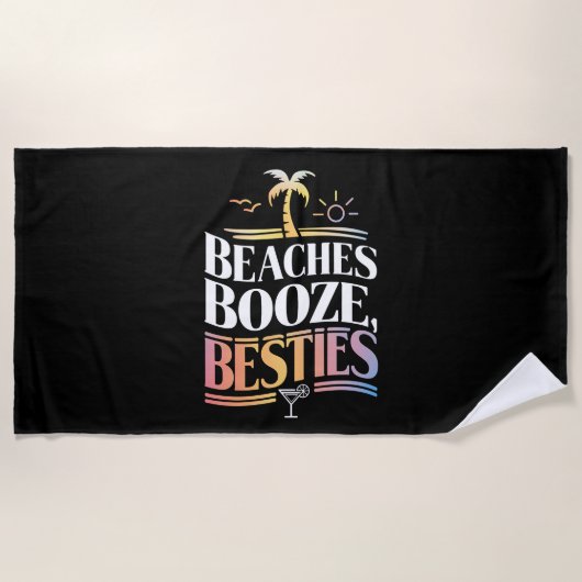 Serviette De Plage Plages Booze & Besties Coconut Tree été (Devant)