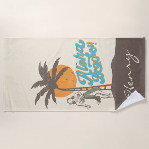 Serviette De Plage Plages d'Aloha Hula Girl Hawaii Hawaii Retro Hawai