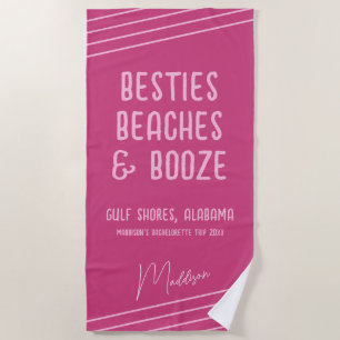 Serviette De Plage Plages De Besties Rose Booze Girls Voyage Personna