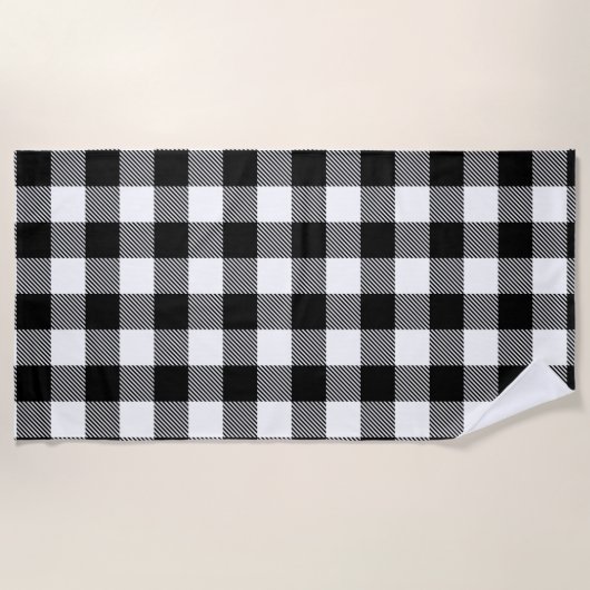 Serviette De Plage Plaid blanc noir de Buffalo avec le sergé (Devant)