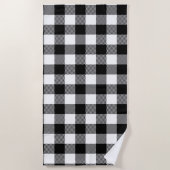 Serviette De Plage Plaid blanc noir de Buffalo avec le sergé (Devant)
