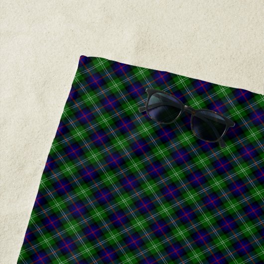 Serviette De Plage plaid bleu vert de tartan du sud (En situation)