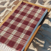 Serviette De Plage Plaid Classique Rouge Beige