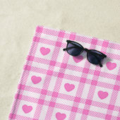 Serviette De Plage Plaid Modern Pink Heart Collection (En situation)