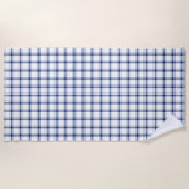 Serviette De Plage Plaid Nautique Bleu et Blanc (Devant)