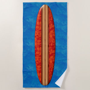 Serviette De Plage Planche de surf en bois de Faux hawaïen de plage