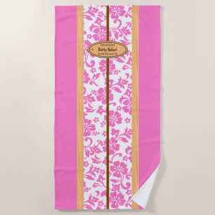 Serviette De Plage Planche de surf en faux bois monogramme Mokuleia H
