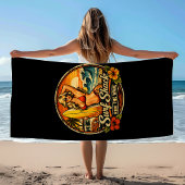 Serviette De Plage Planche de surf Surf Shack Pin-Up | Faire du surf