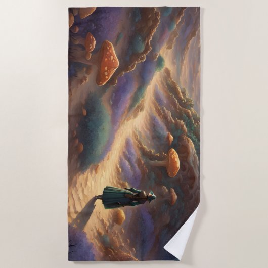 Serviette De Plage Planète Champignon Magique  (Devant)