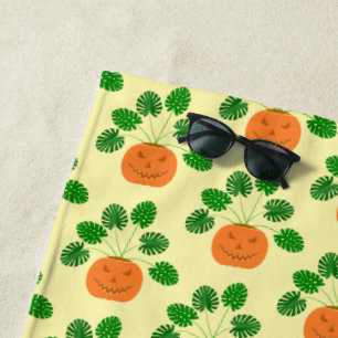 Serviette De Plage Plante de la Monstera d'Halloween en Citrouille