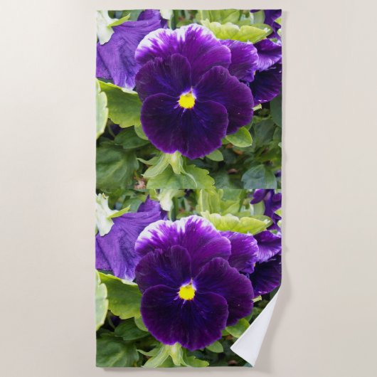 Serviette De Plage Plante Pansy Profond Violet, (Devant)