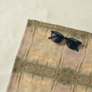 Serviette De Plage Plantes de cactus du désert sur photo en grain de