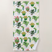 Serviette De Plage Plantes en pot fantaisistes sur une couverture (Devant)