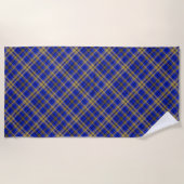 Serviette De Plage Plaque de tartan bleu et jaune (Devant)