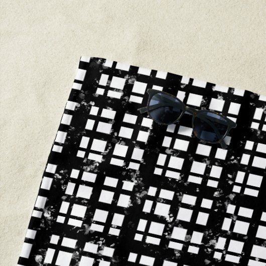 Serviette De Plage Plaqué noir et blanc avec plaque de peinture (En situation)