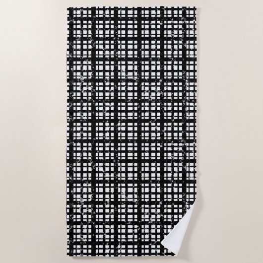 Serviette De Plage Plaqué noir et blanc avec plaque de peinture (Devant)