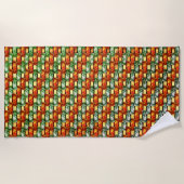 Serviette De Plage Plaques rectangulaires orange vert sculpté et tach (Devant)