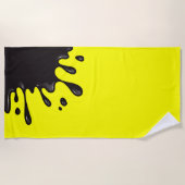 Serviette De Plage Plat noir sur Jaune (Devant)