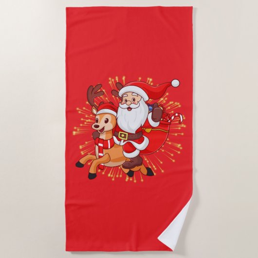 Serviette De Plage **"Playful Santa Claus Design – Fun and Festive Ch (Devant)