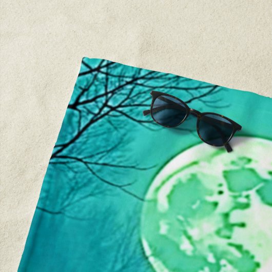 Serviette De Plage Pleine lune éffrayante Conception nocturne (En situation)