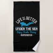 Serviette De Plage Plongée - La Vie Est Mieux Sous La Mer (Devant)