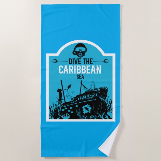 Serviette De Plage Plongée par naufrage Caraïbes (Devant)